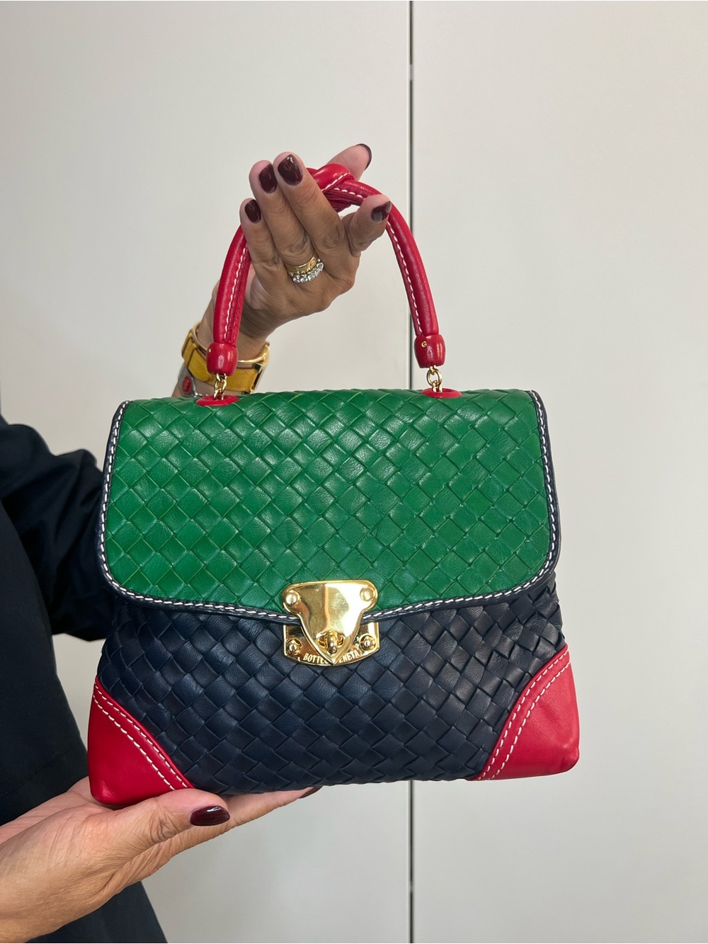 Bottega Veneta Tricolor Woven Leather Bag